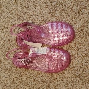 New pink glitter jelly sandals